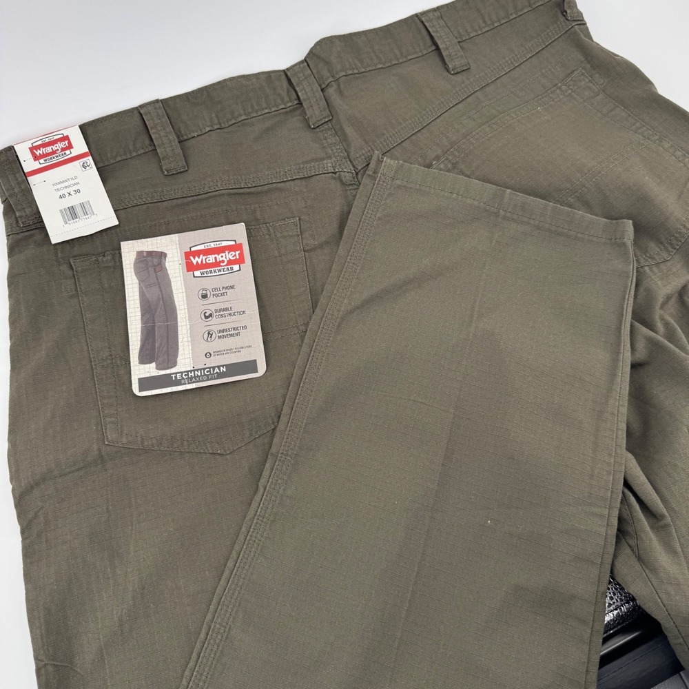 Wrangler Workwear Technician Relaxed Fit Mens Pants Khaki 40x30‎ Work Utility